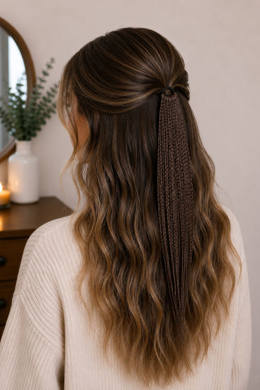 Doğal Kestane Örgülü Toka – El Yapımı Minimal Boho Saç Aksesuarı