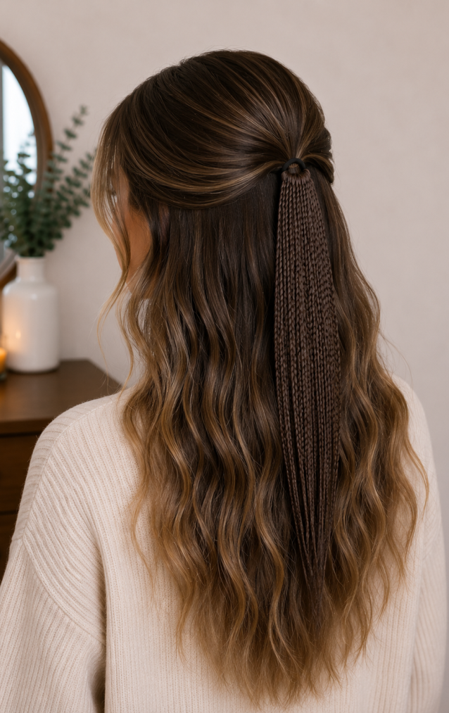 Doğal Kestane Örgülü Toka – El Yapımı Minimal Boho Saç Aksesuarı