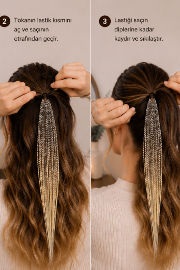 Kestane Sarı Ombre Örgülü Toka – El Yapımı Modern Boho Saç Aksesuarı