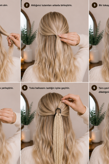 Platin Sarı Örgülü Toka – El Yapımı Minimal Boho Saç Aksesuarı