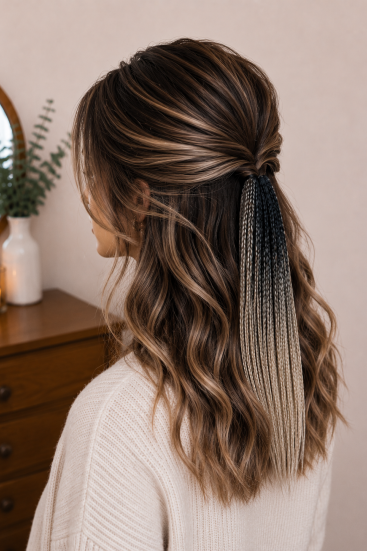 Siyah Sarı Ombre Örgülü Toka – El Yapımı Modern Boho Saç Aksesuarı