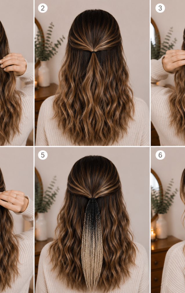 Siyah Sarı Ombre Örgülü Toka – El Yapımı Modern Boho Saç Aksesuarı