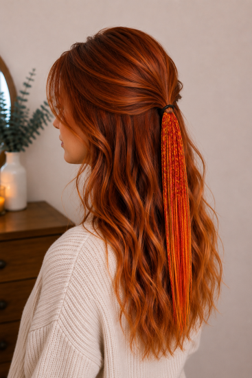 Tarçın Bakır Ombre Örgülü Toka – El Yapımı Boho Saç Aksesuarı