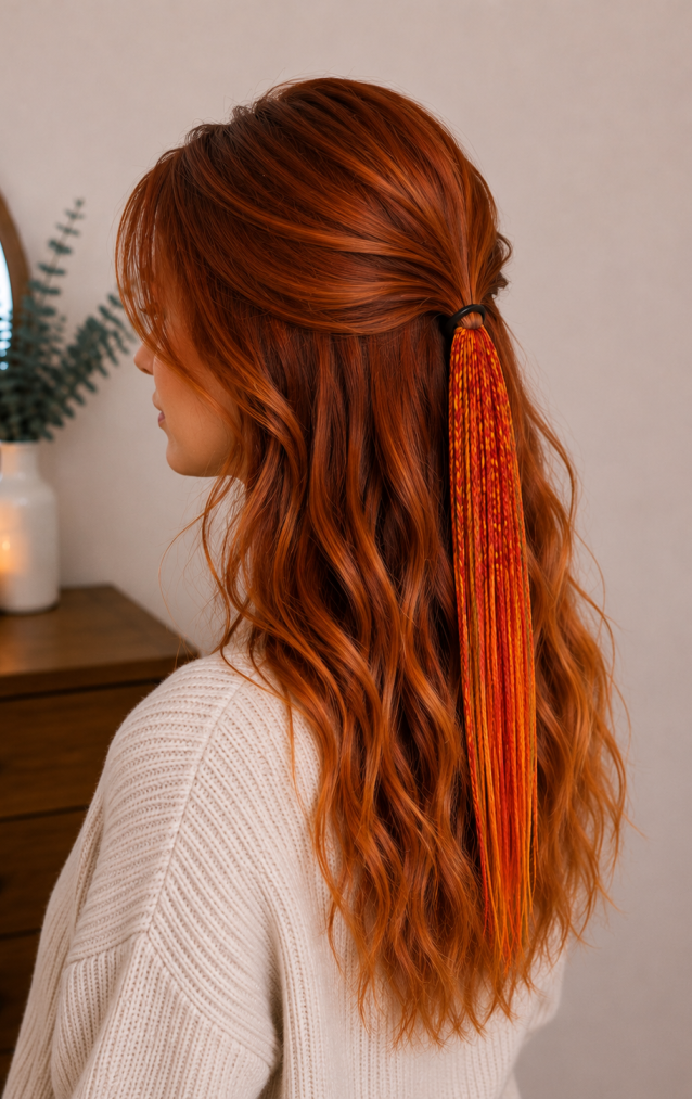 Tarçın Bakır Ombre Örgülü Toka – El Yapımı Boho Saç Aksesuarı