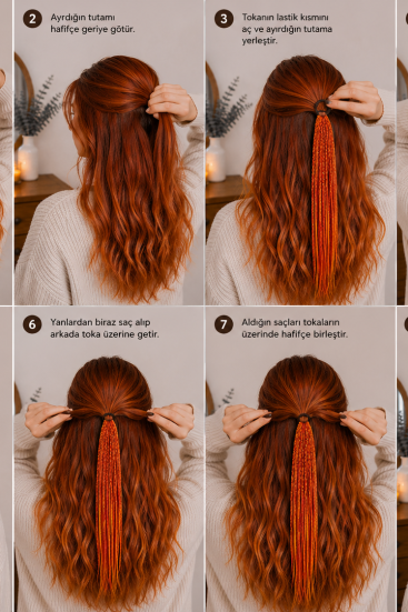 Tarçın Bakır Ombre Örgülü Toka – El Yapımı Boho Saç Aksesuarı